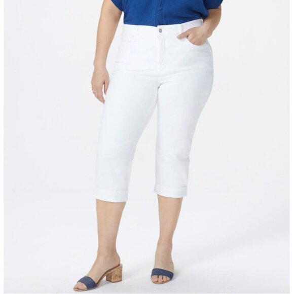 NWT NYDJ Marilyn Straight Crop Jeans w/ Cuffs in Optic White - Picture 6 of 8